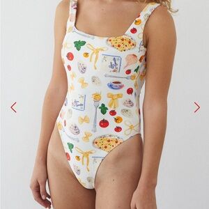 Lisa Says Gah Lisbon One Piece Swimsuit in Buon Appetito Ivory NWOT size M